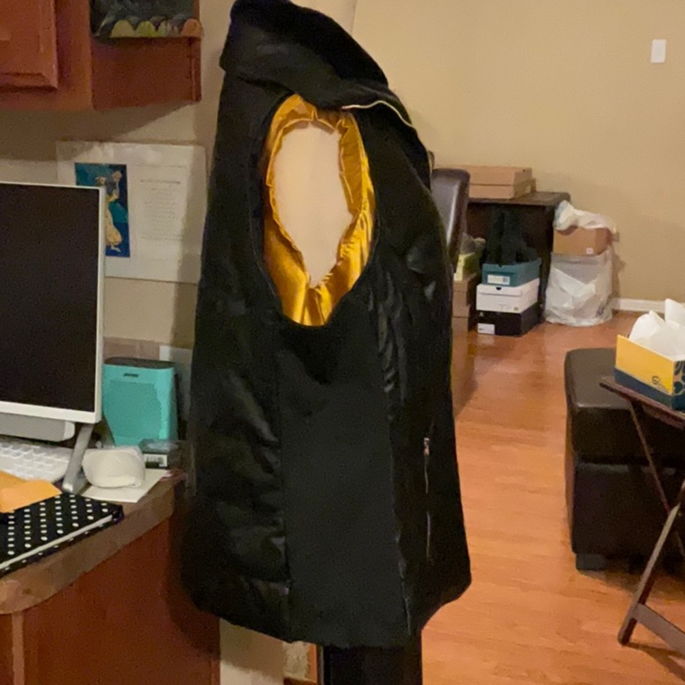 CI SONO OUTERWEAR Faux Fur Faux Leather Black Vest in Size 1X, NWT - Picture 8 of 15